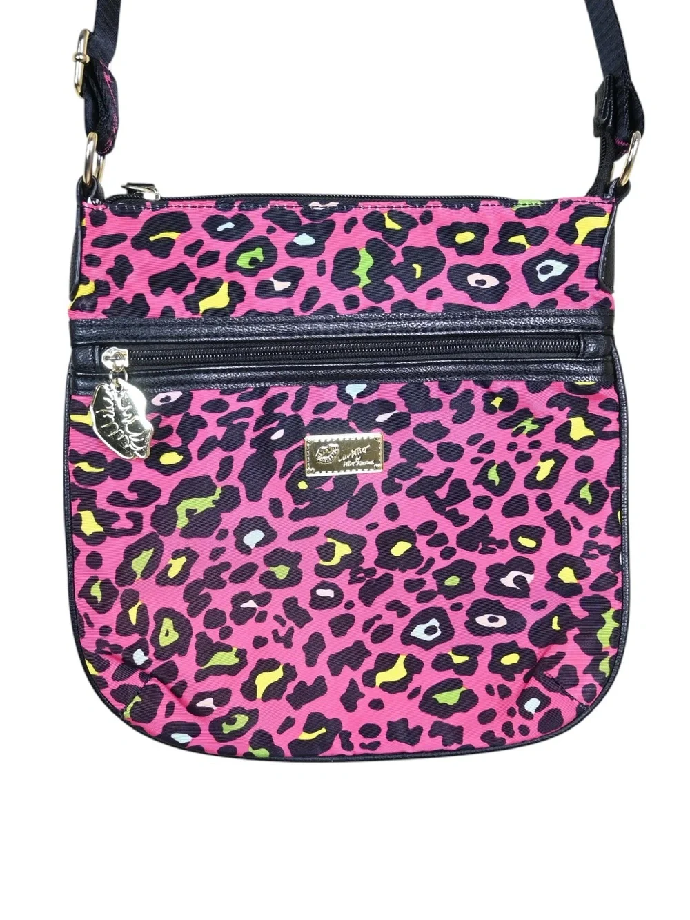 Luv Betsey by Betsey Johnson Animal Print Hot Pink Black Crossbody